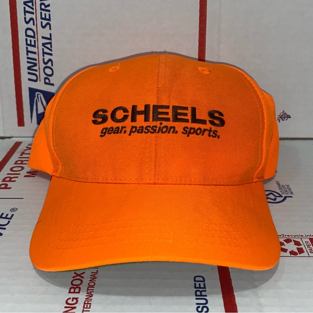 Scheels 🦺 Orange Baseball Cap SnapBack hat sporting goods store sports unisex